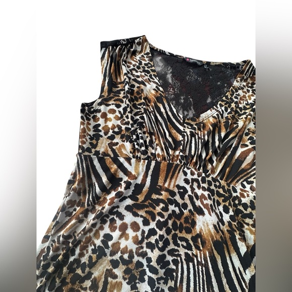 Vintage Y2K Slimpact Cheetah Print Lace Top Size Small Grunge - Picture 2 of 8